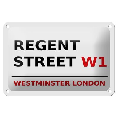 Metal sign London 18x12cm Westminster Regent Street W1 white sign