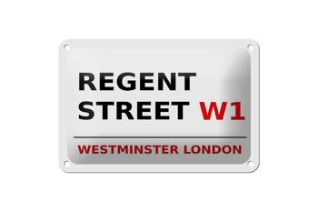 Panneau blanc en étain de Londres, 18x12cm, Westminster Regent Street W1 1