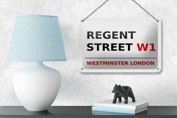 Panneau blanc en étain de Londres, 18x12cm, Westminster Regent Street W1 4