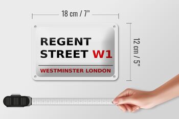 Panneau blanc en étain de Londres, 18x12cm, Westminster Regent Street W1 5