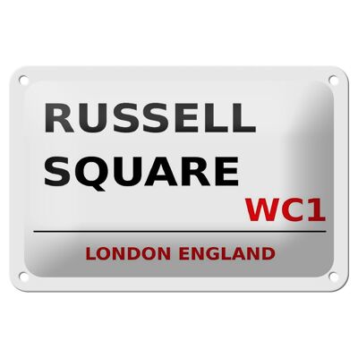 Cartel de chapa Londres 18x12cm Inglaterra Russell Square WC1 cartel blanco