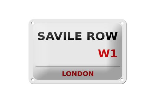 Blechschild London 18x12cm Savile Row W1 Geschenk weißes Schild