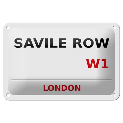 Cartel de chapa Londres 18x12cm Savile Row W1 Regalo cartel blanco