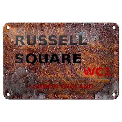 Targa in metallo Londra 18x12 cm Decorazione Inghilterra Russell Square WC1
