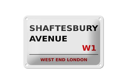 Blechschild London 18x12cm West End Shaftesbury Avenue W1 weißes Schild