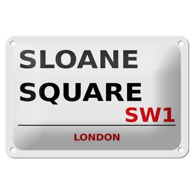 Targa in metallo Londra 18x12 cm Sloane Square SW1 cartello bianco