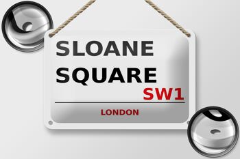 Panneau en étain blanc de Londres, 18x12cm, Sloane Square SW1 2