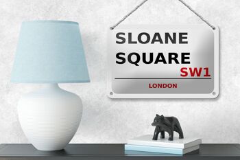 Panneau en étain blanc de Londres, 18x12cm, Sloane Square SW1 4
