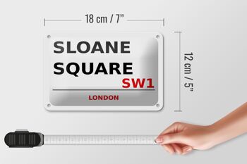 Panneau en étain blanc de Londres, 18x12cm, Sloane Square SW1 5