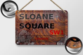 Signe en étain londres, 18x12cm, décoration carrée Sloane SW1 2