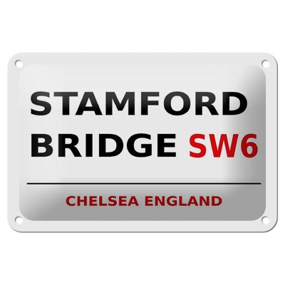 Targa in metallo Londra 18x12 cm Inghilterra Stamford Bridge SW6 cartello bianco
