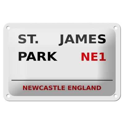 Targa in metallo Inghilterra 18x12 cm Newcastle St. Segnale bianco James Park NE1