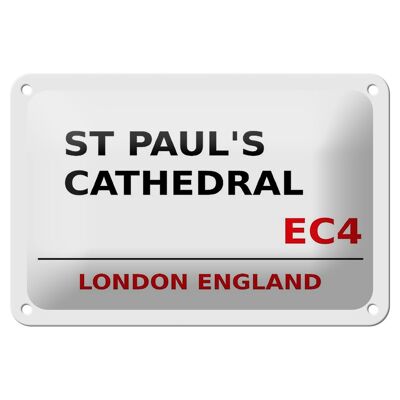 Cartel de chapa Londres 18x12cm Inglaterra Catedral de San Pablo EC4 cartel blanco