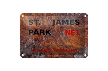 Plaque en tôle Angleterre 18x12cm Newcastle St. Décoration du parc James NE1 1