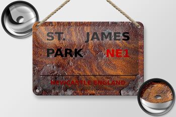 Plaque en tôle Angleterre 18x12cm Newcastle St. Décoration du parc James NE1 2