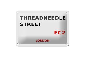 Panneau en étain Londres 18x12cm Threadneedle Street EC2, panneau blanc 1