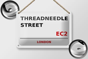 Panneau en étain Londres 18x12cm Threadneedle Street EC2, panneau blanc 2