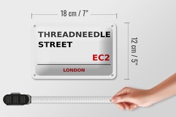 Panneau en étain Londres 18x12cm Threadneedle Street EC2, panneau blanc 5