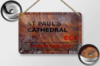 Signe en étain de londres, 18x12cm, angleterre, cathédrale St Paul, décoration EC4 2