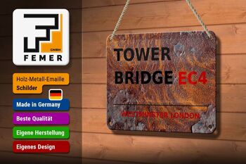 Panneau en étain de londres, 18x12cm, Westminster Tower Bridge, décoration EC4 3