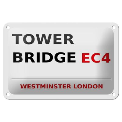 Targa in metallo Londra 18x12 cm Westminster Tower Bridge EC4 cartello bianco