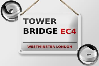 Panneau en étain Londres 18x12cm Westminster Tower Bridge EC4 panneau blanc 2