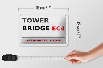 Panneau en étain Londres 18x12cm Westminster Tower Bridge EC4 panneau blanc 5