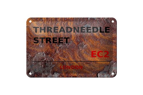 Blechschild London 18x12cm Threadneedle Street EC2 Dekoration