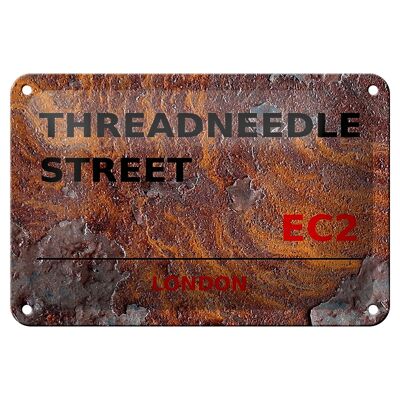 Targa in metallo Londra 18x12 cm Threadneedle Street EC2 Decorazione