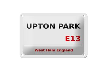 Panneau blanc en étain d'angleterre, 18x12cm, West Ham Upton Park E13 1