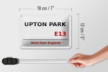 Panneau blanc en étain d'angleterre, 18x12cm, West Ham Upton Park E13 5