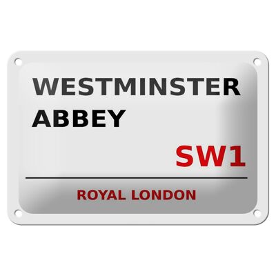 Panneau en étain Londres 18x12cm Royal Westminster Abbey SW1, panneau blanc