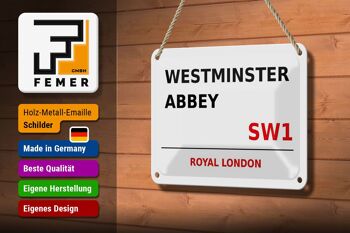 Panneau en étain Londres 18x12cm Royal Westminster Abbey SW1, panneau blanc 3