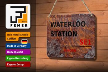 Panneau en étain de londres, 18x12cm, gare de Waterloo SE1, décoration 3