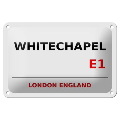 Cartel de chapa Londres 18x12cm Inglaterra Whitechapel E1 cartel blanco