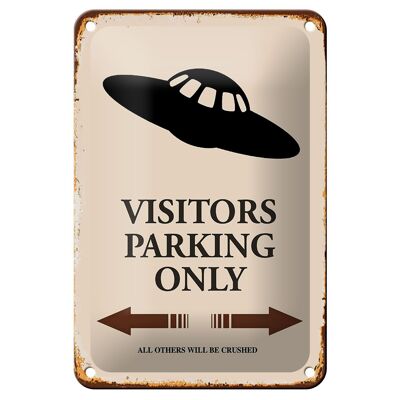 Cartel de chapa que dice 12x18cm Estacionamiento para visitantes solo decoración OVNI