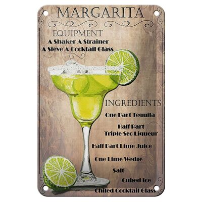 Cartel de chapa alcohol 12x18cm Margarita Equipment decoración beige