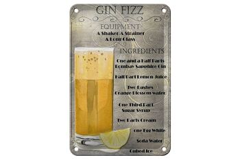 Signe en étain alcool 12x18cm, équipement Gin Fizz, décoration d'ingrédients 1