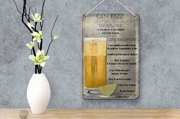 Signe en étain alcool 12x18cm, équipement Gin Fizz, décoration d'ingrédients 4