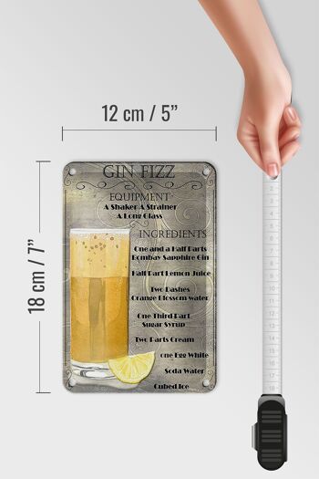 Signe en étain alcool 12x18cm, équipement Gin Fizz, décoration d'ingrédients 5