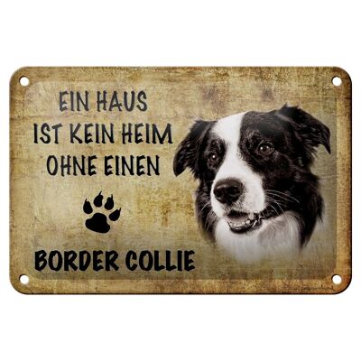 Cartel de chapa con texto 12x18 cm Border Collie perro decoración beige