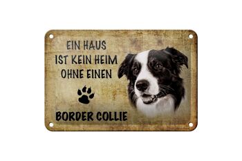 Plaque en tôle disant 12x18cm Border Collie chien décoration beige 1