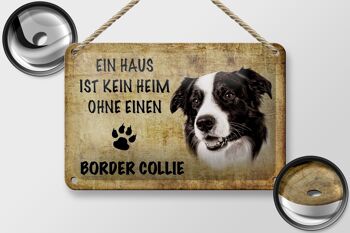 Plaque en tôle disant 12x18cm Border Collie chien décoration beige 2