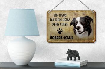 Plaque en tôle disant 12x18cm Border Collie chien décoration beige 4