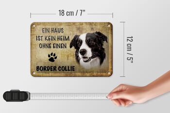 Plaque en tôle disant 12x18cm Border Collie chien décoration beige 5