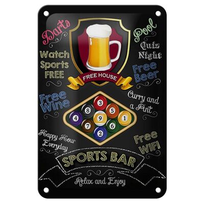 Targa in metallo con scritta 12x18 cm decorazione bar birra biliardo