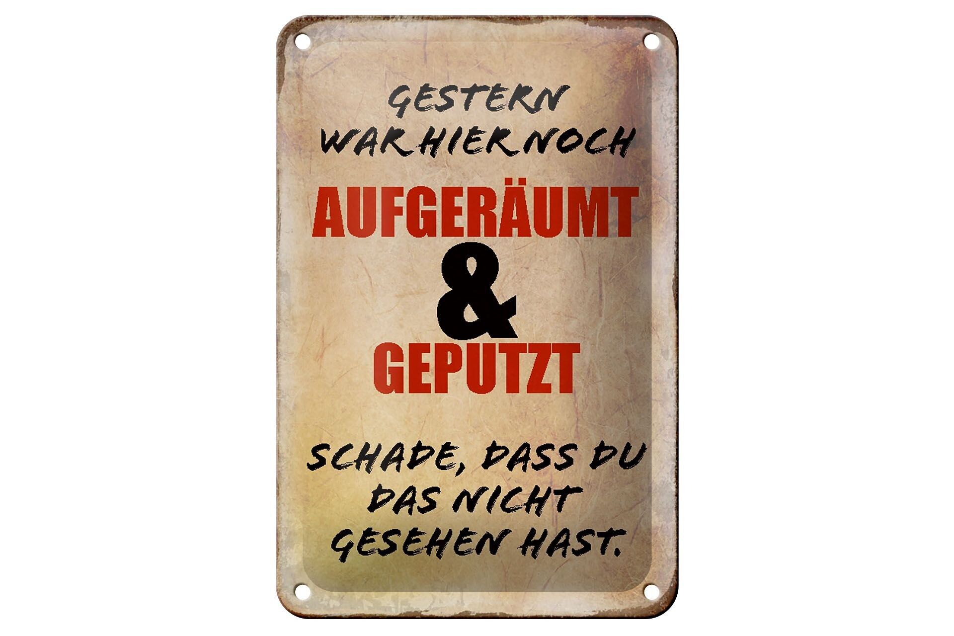 Targa in metallo con scritta 12x18 cm Ieri la decorazione beige era ordinata qui