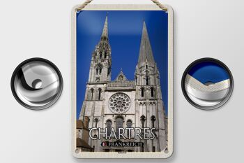 Signe en étain voyage 12x18cm, décoration de la cathédrale de Chartres, France 2