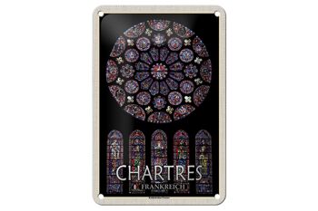 Panneau de voyage en étain, 12x18cm, fenêtre de la cathédrale de Chartres, France 1