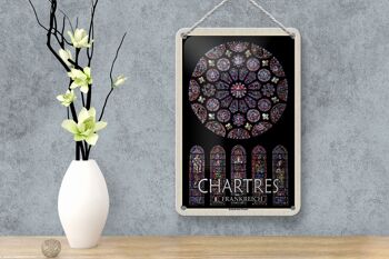 Panneau de voyage en étain, 12x18cm, fenêtre de la cathédrale de Chartres, France 4